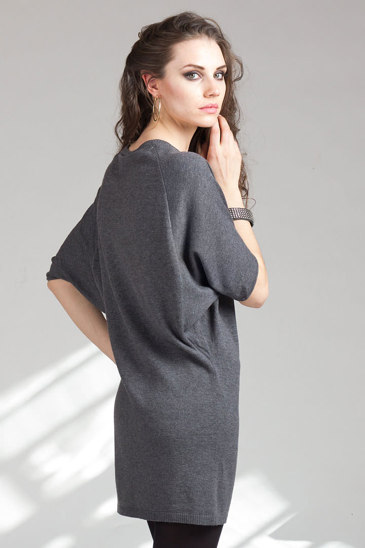 Фото товара 7377, серое платье туника