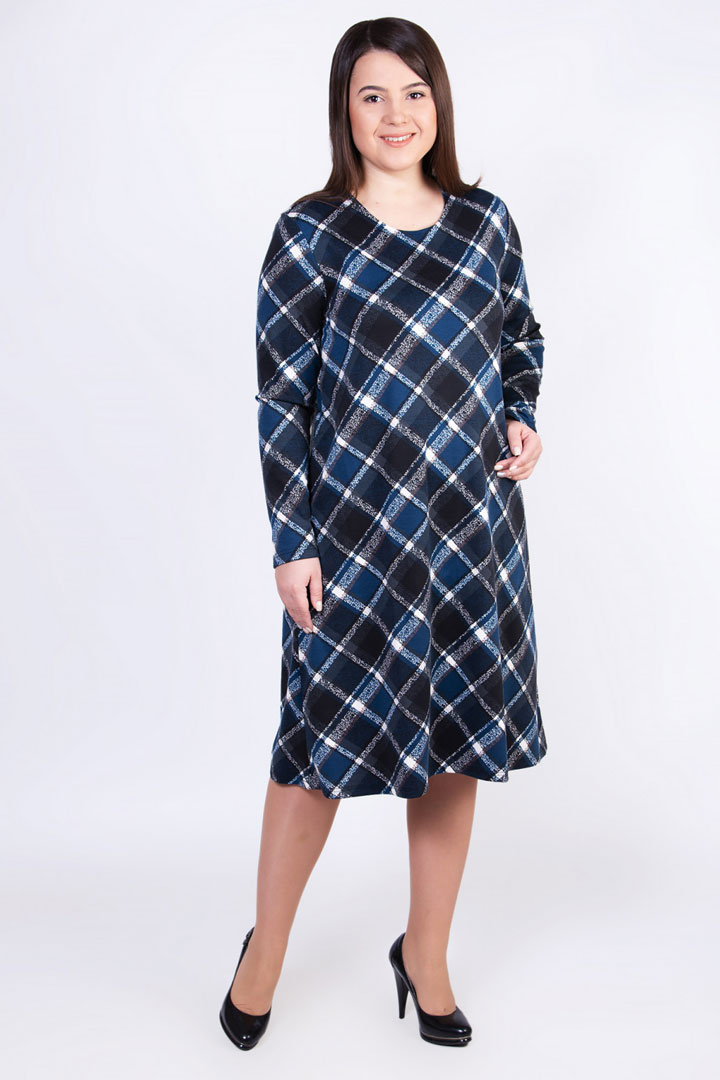 Фото товара 18736, платье в синюю клетку
